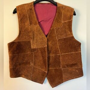 Vintage patchwork leather vest.